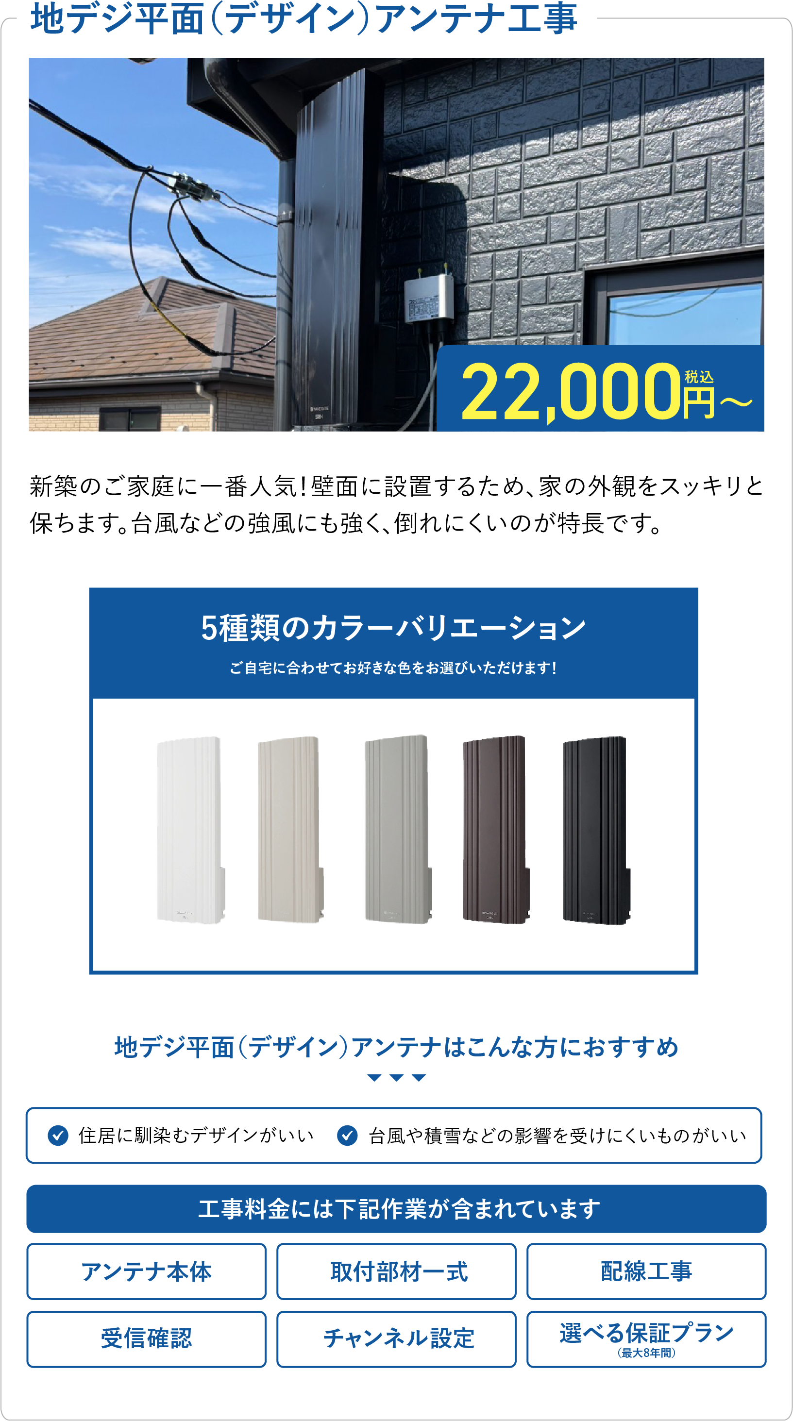 地デジ平面（デザイン）アンテナ工事/地デジ平面（デザイン）アンテナ工事はこんな方におすすめ/家の外観をスッキリと保ちます。